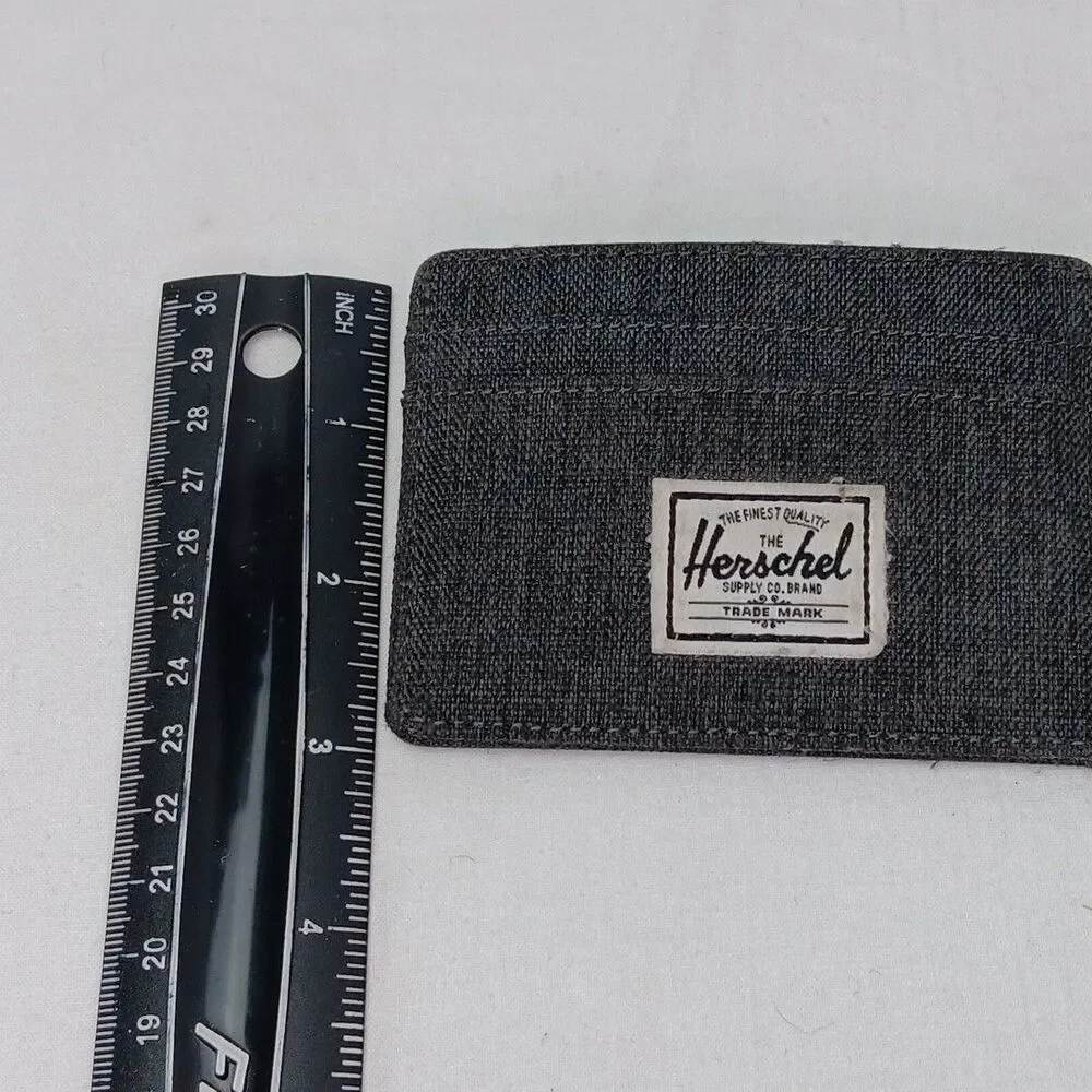 Herschel Supply Company Charlie Wallet Black Crosshatch Grey Twill Card Holder